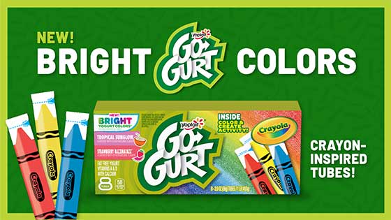 New! Bright Go-Gurt Colors. Crayon inspired tubes! 
